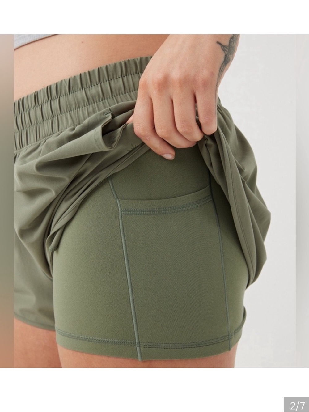 Aerie Offline Hot Stuff Short Women's Medium Green Athletic Lined Pockets NWT - Picture 2 of 6